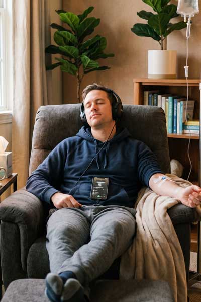 Man Getting a ketamine infusion in Lower Merion, PA